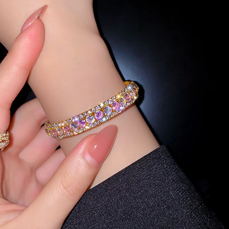 EF Classic Designer Bracelets Fashion Gold Cubic Zircon Crystal Women Men Party Bangle Gift Bracelet Jewelry Style Accessories 5F designer bag