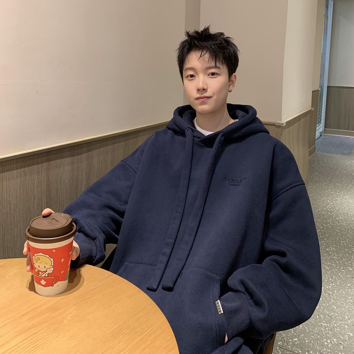 Spring and Autumn 2025 New Top American Trendy Boys Loose Coat Hoodie Enlarged