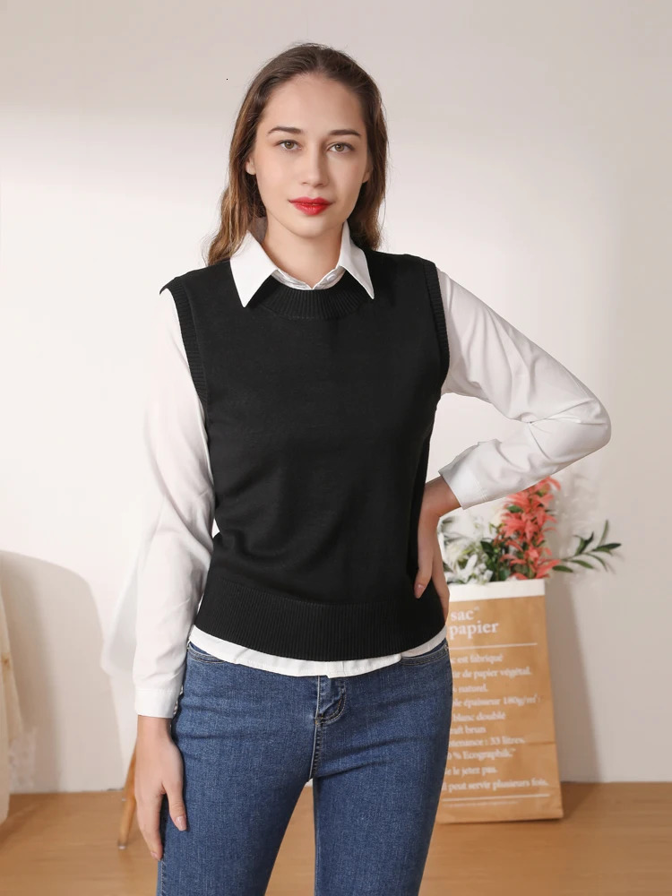Clothing sweaters vests Korean style shirts cropped tops pullout warm aprons sleeveless 250430Z