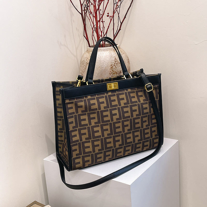 Designer bag free shipping new fashionable high-end texture printed large capacity tote bag shoulder Shoulder Bags for women