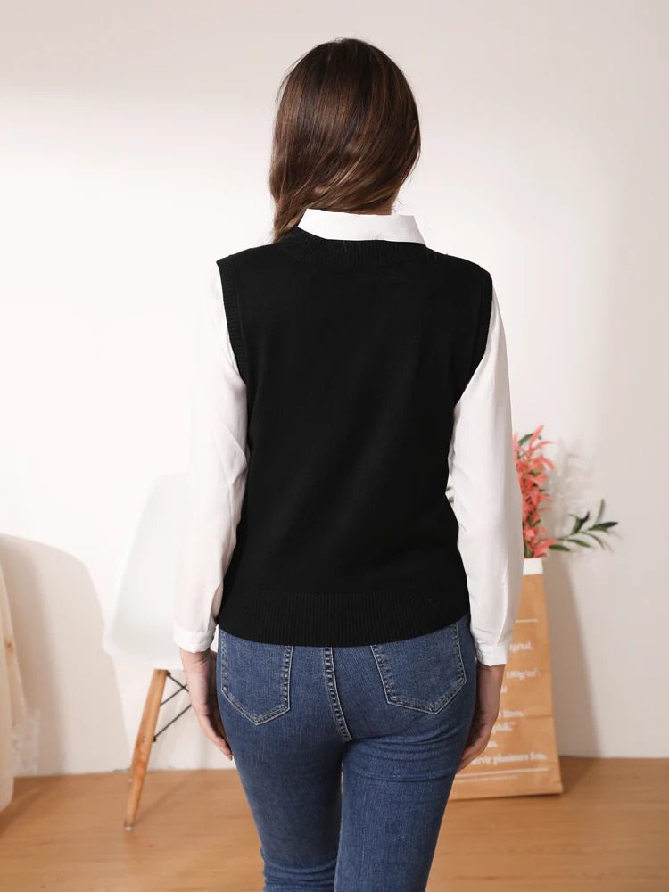 Clothing sweaters vests Korean style shirts cropped tops pullout warm aprons sleeveless 250430Z