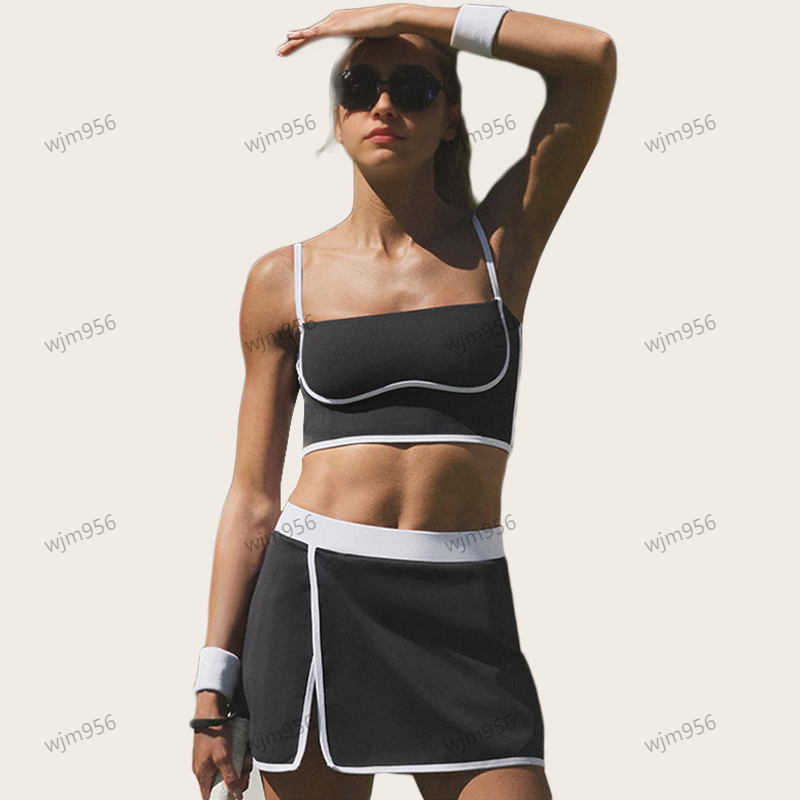 Yoga sports bra Short skirt set color collision bralette have gathered halter undershirt lingerie jump close vest fitness tennis skirt workout Gym Clothing women