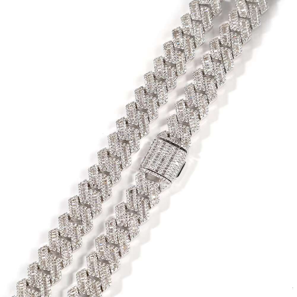 Fashionable Men Iced Out Hiphop Rapper Jewelry 12mm Copper Cz Bling 24k Gold Thick bar baguette Cuban Link Chain