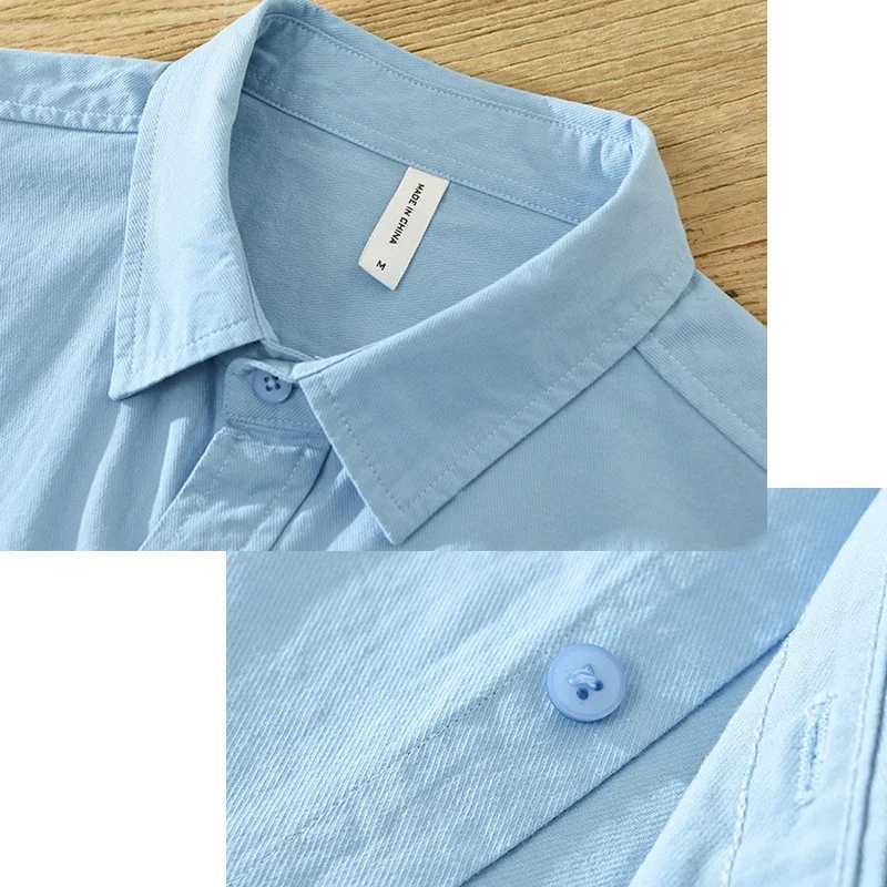 00% Cotton Solid Color Mens Summer Lightweight Short Sleeve Shirt Business Casual Daily Shirt 2024 Loose Casual Jacket W250627