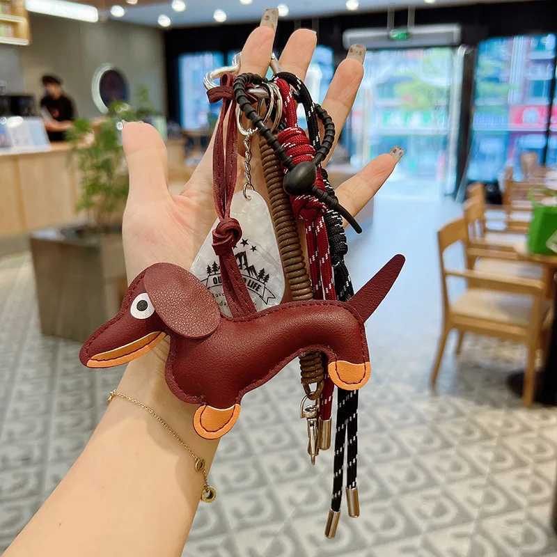 Sausage Dog Women Bag Decoration Pendant Keychain Bag Charm Decor Handbag Schoolbag Hanging Ornament Keyring Accessories M251215
