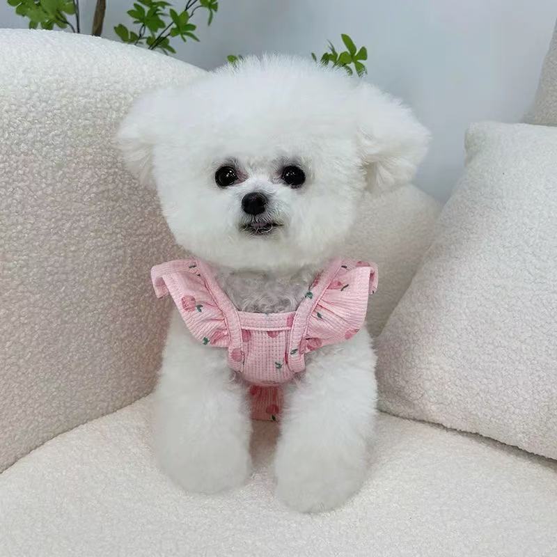 T00177 Puppy Dog Clothes Spring Autumn Summer Maltese Teddy Bichon Pomeranian Small Dog Pet Clothes Breathable Thin
