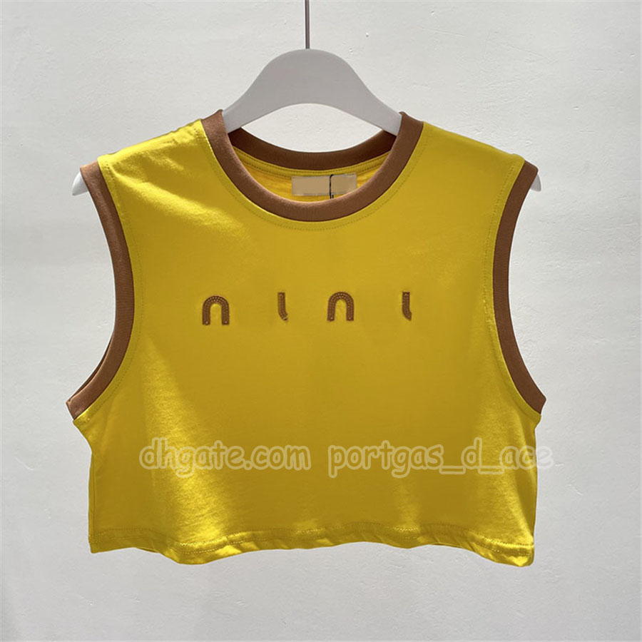 Designer Cropped Women Tank Tops Shirt Sexy Sleeveless Yellow Racing Tennis Vest Summer Vacation Birthday Singlets Tanks