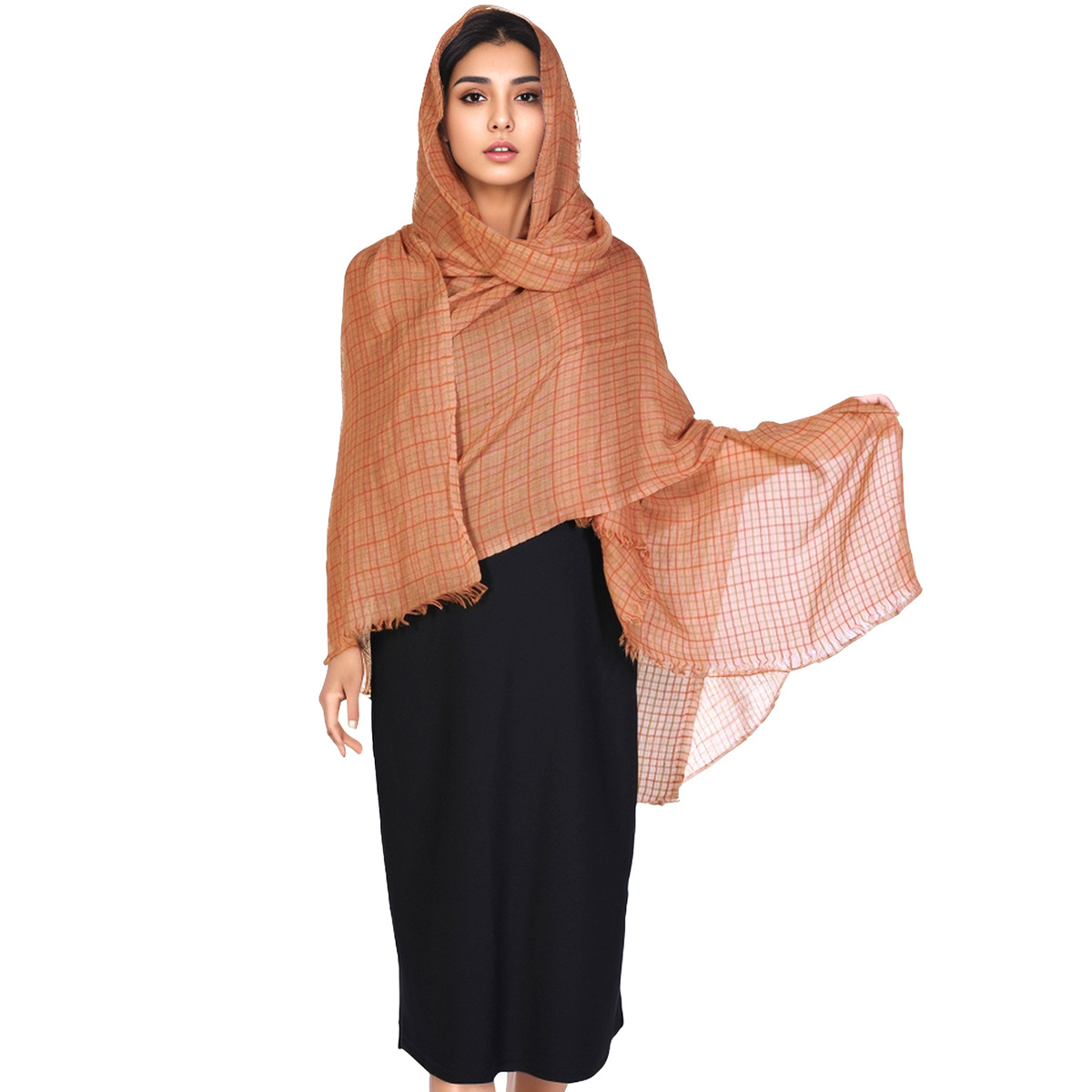 K677 Factory direct sale fashion wool plaid print thin versatile soft casual shawl beach sunscreen scarf headscarf