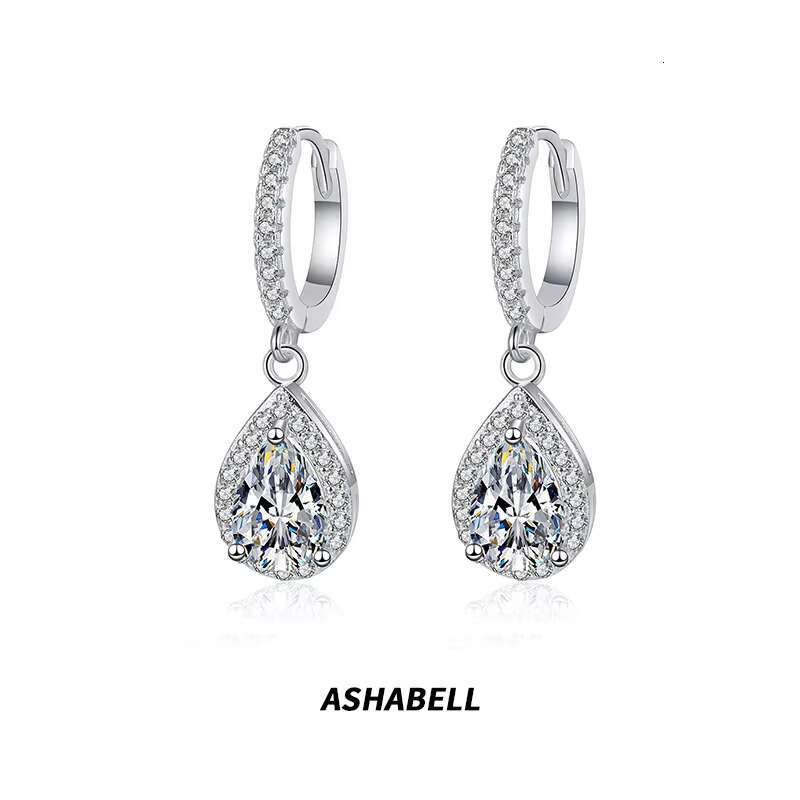 Platinum Plated Classic Teardrop Pear Earrings Moissanite S925 Sterling Silver Earrings