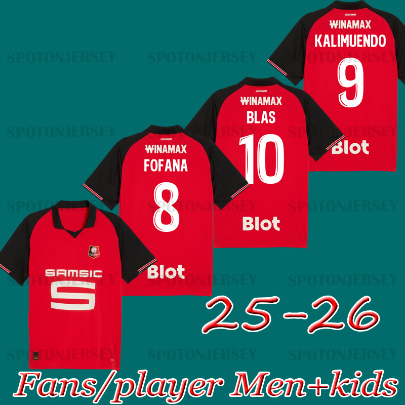 Stade Rennais soccer jerseys 25 26 KALIMUENDO GOUIRI BLAS Rennes TRUFFERT BOURIGEAUD maillots de foot 2025 2026 MATUSIWA Football shirt KIDS Uniforms