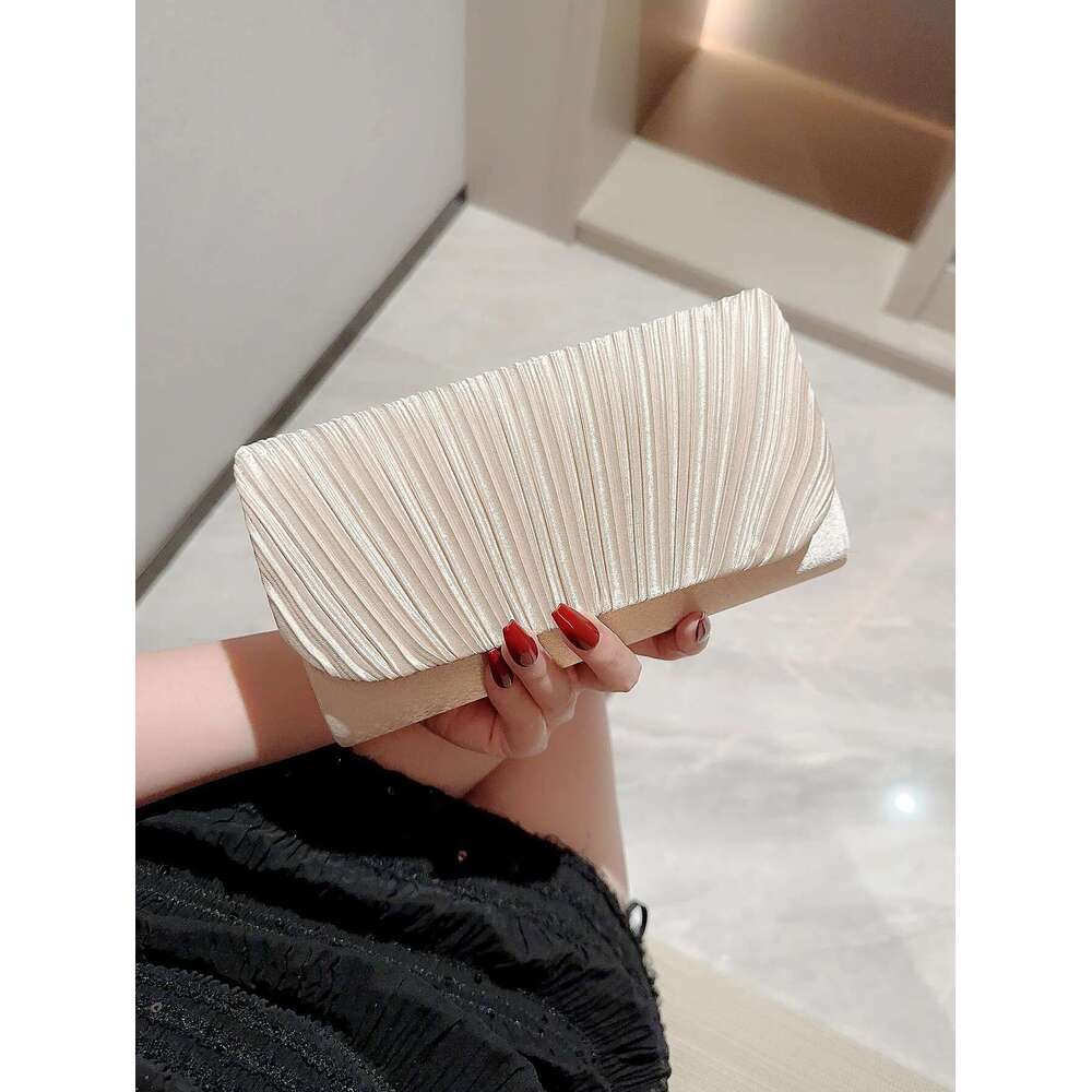 Dinner Bag Women S Elegant Satin Evening Bag Pleated Wedding Purse Formal Tote Party Prom Clutch With Rhinestones For Wedding Bride KQ
