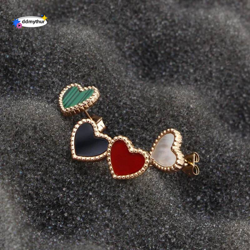 Lovely Heart Stud Earring For Woman Rose Gold Color Pure Stainless Steel Jewelry Girl Gift Party Not Fade Free Shipping ddmythur