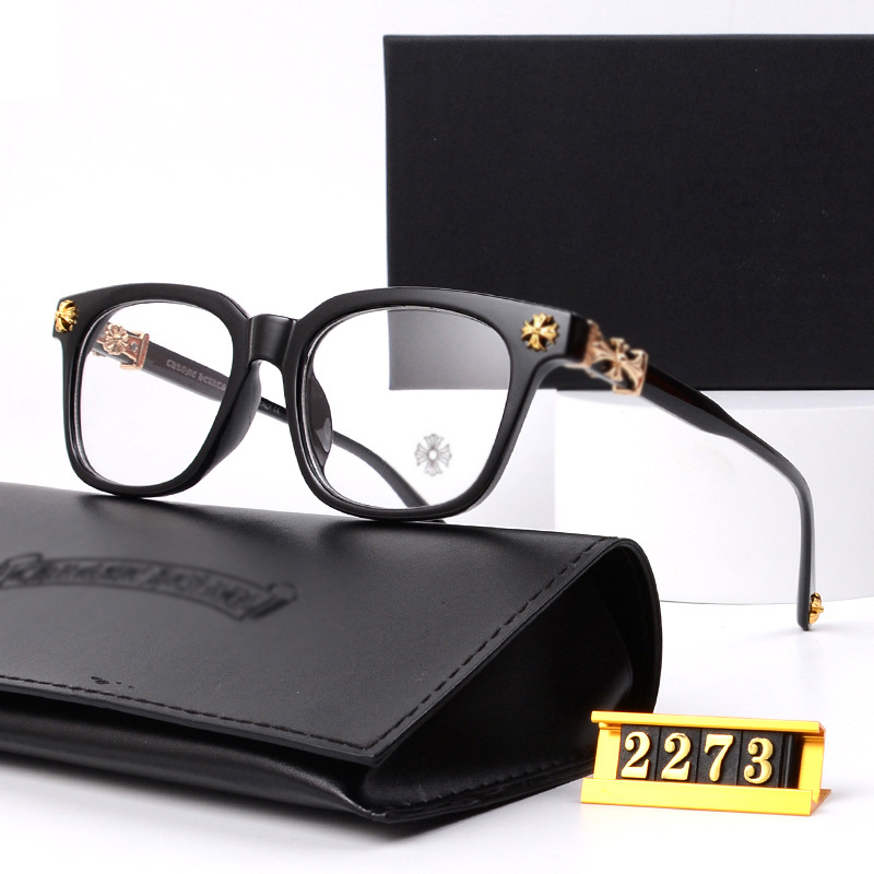 Top fashion chrome sunglasses luxury designer reading glasses high quality gold/silver color logo white glasses with box