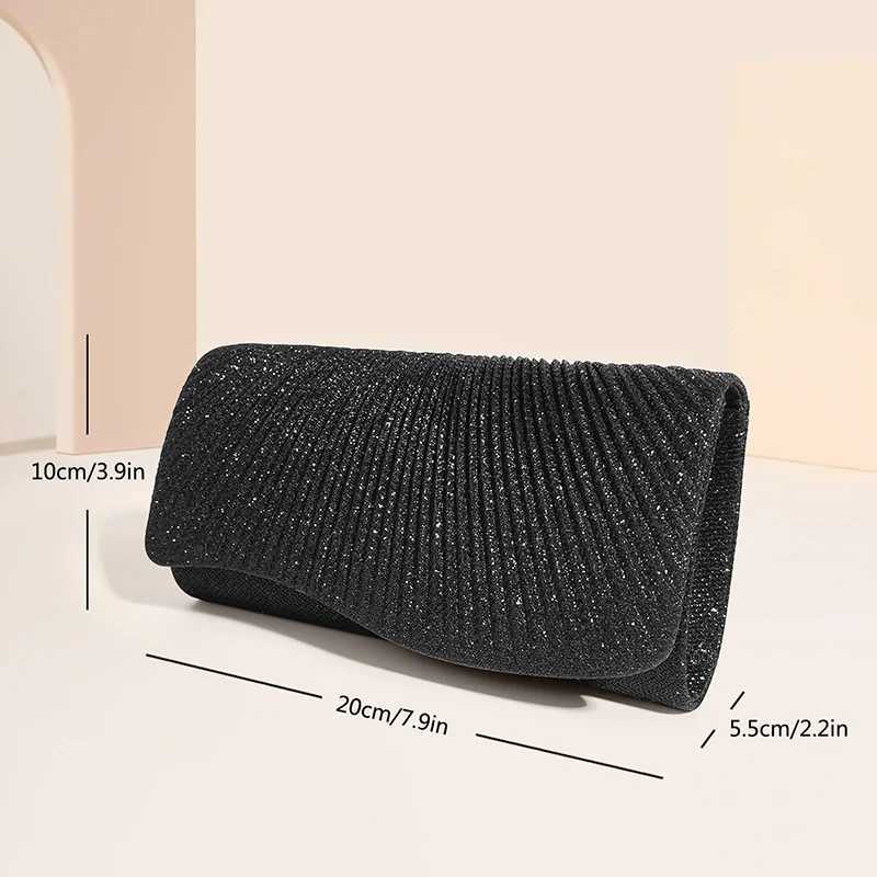 Women Fold Glitter Handbag Shiny Envelope Evening Bag Ladies Pleated Silver Clutch Chain Wedding Party Mini Long Purse XA12ZD Z250512