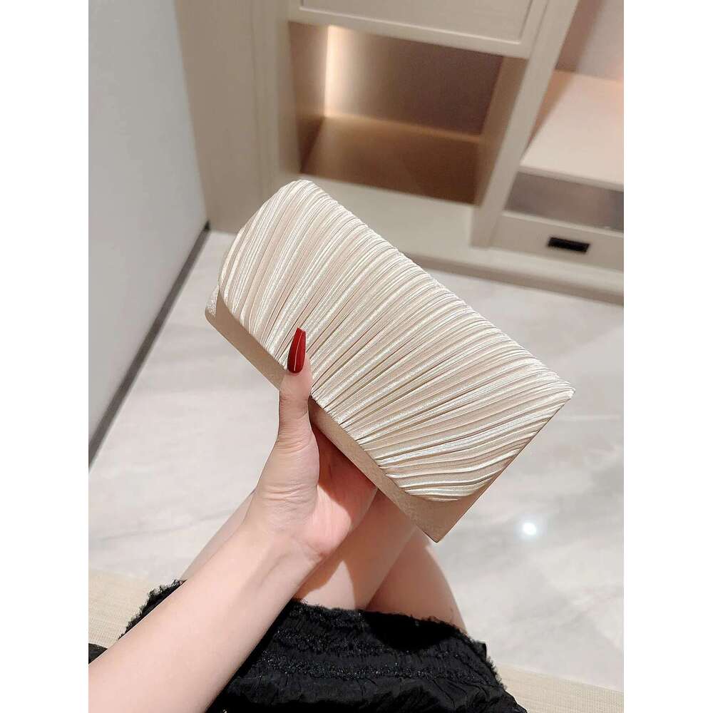 Dinner Bag Women S Elegant Satin Evening Bag Pleated Wedding Purse Formal Tote Party Prom Clutch With Rhinestones For Wedding Bride KQ