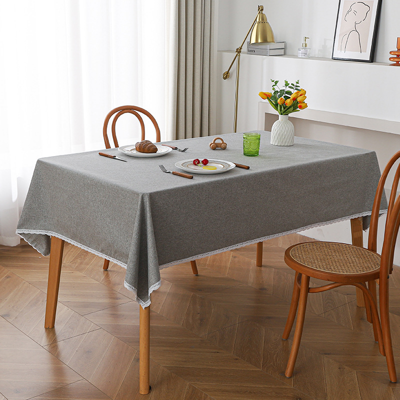B333 tablecloth waterproof and oil-proof household high-grade coffee table solid color tablecloth lace rectangular tablecloth dirt-resistant and wear-