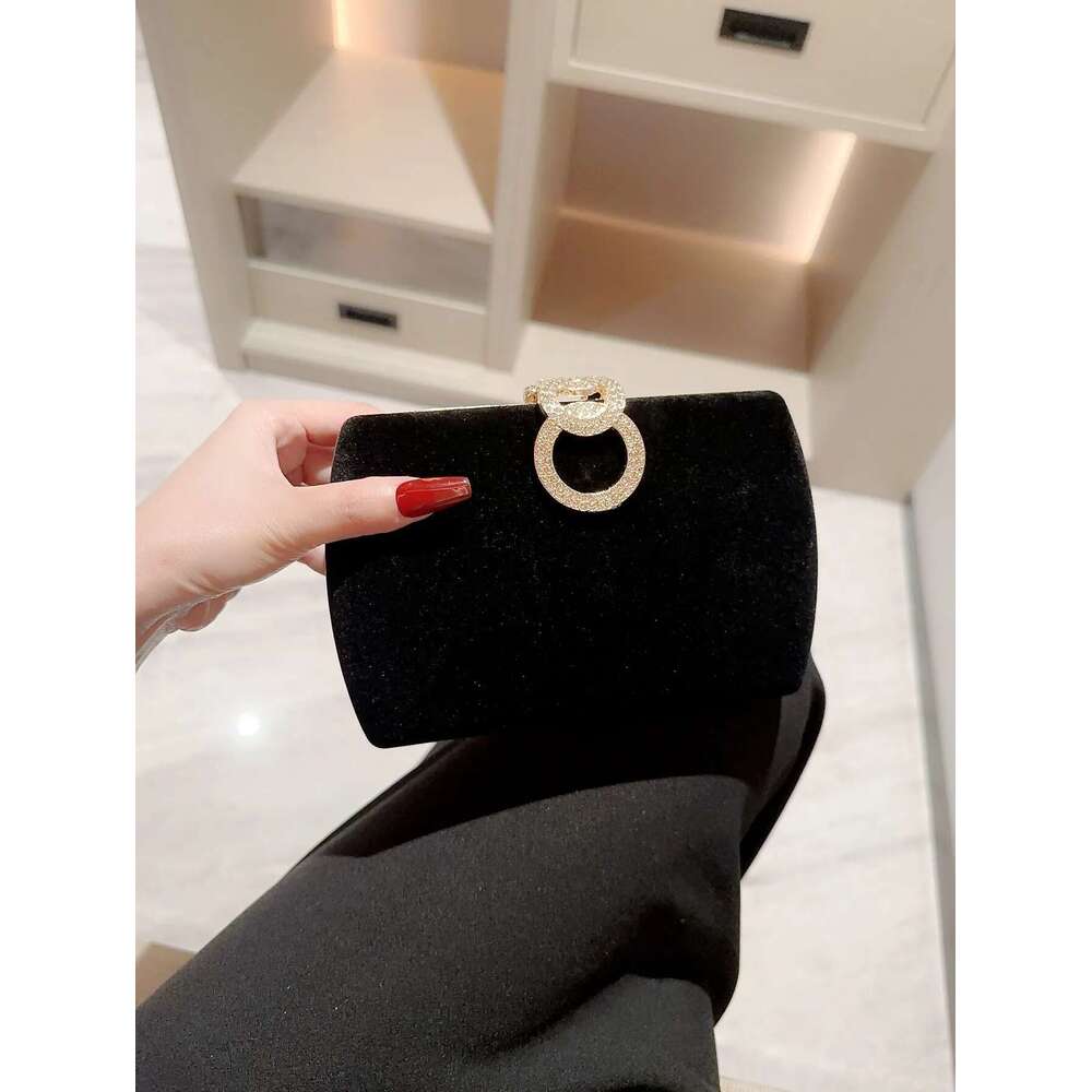 Dinner Bag Ladies Autumn Winter Veet Box Dinner Sparkly Rhinestone Decoration Banquet Clutch Evening Dress Prom Party Bag KQ