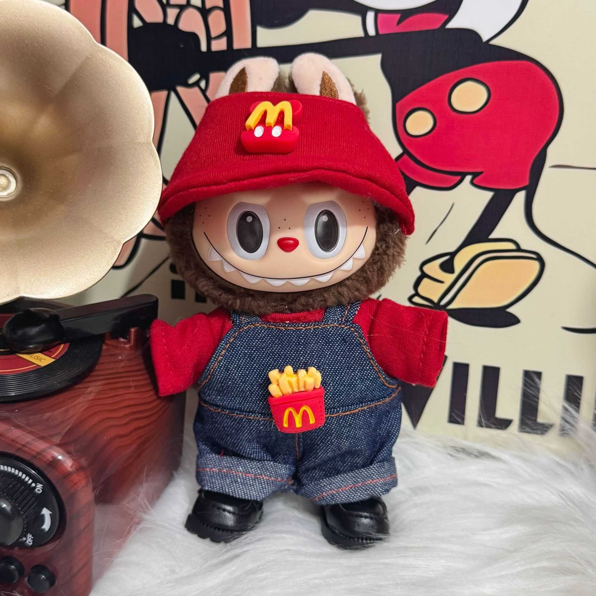 70% off wholesale First and Second Generation 17cm Labubu McDonalds Set Sitting Party Baby Clothes Doll Replacement 10A Quality Online