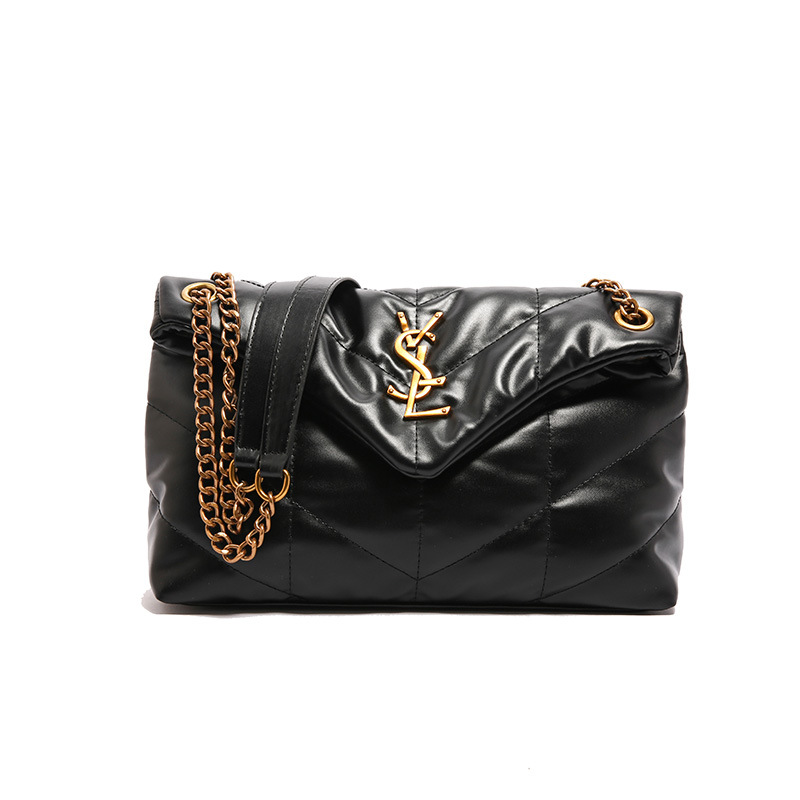 2025 Bestselling Quilted Chain-Accent Crossbody Bag - Designer Convertible Shoulder Purse ,Luxury Vegan Leather