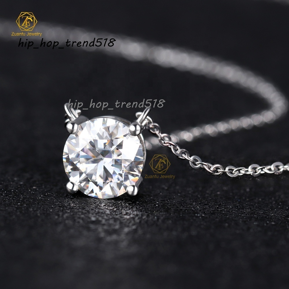 Simple Classic Real Diamond Jewelry 2carat D VS1 Round Shape Lab Grown Diamond 14k 18k Gold Solitaire Necklace