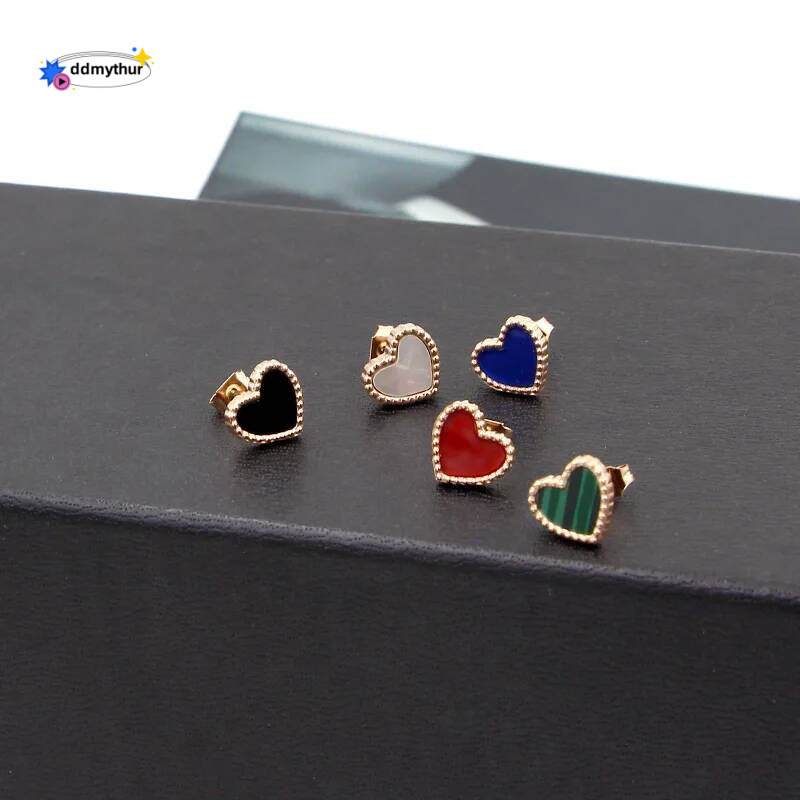 Lovely Heart Stud Earring For Woman Rose Gold Color Pure Stainless Steel Jewelry Girl Gift Party Not Fade Free Shipping ddmythur