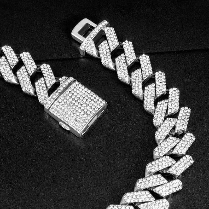 19mm Prong Miami 925 Sterling Silver Gold Plated Men Necklace Iced Out Hiphop Jewelry Diamond Moissanite Chain Cuban Link