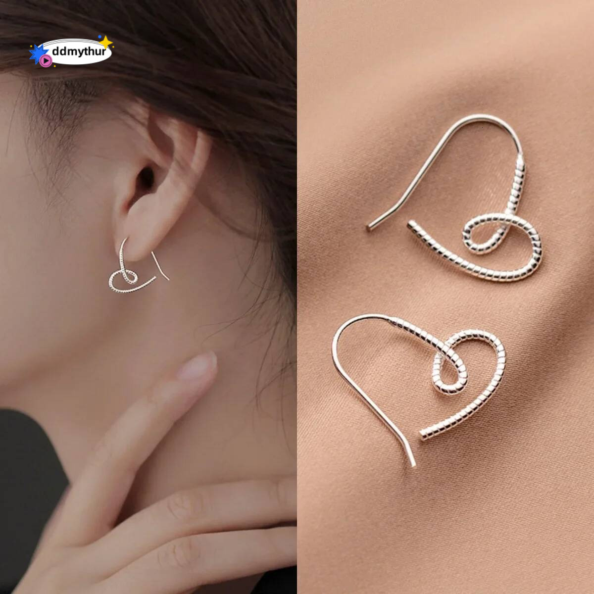 New Fashion Sier Color Simple Hollow Cute Heart Stud for Women Girls Hypoallergenic Earrings Teen Jewelry Gifts ddmythur