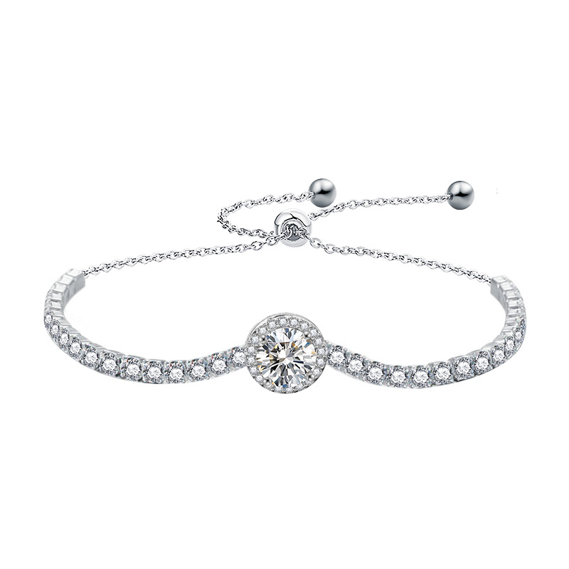 Minimalist Charm: Genuine Sterling Silver Moissanite Bangle Perfectly Adaptable