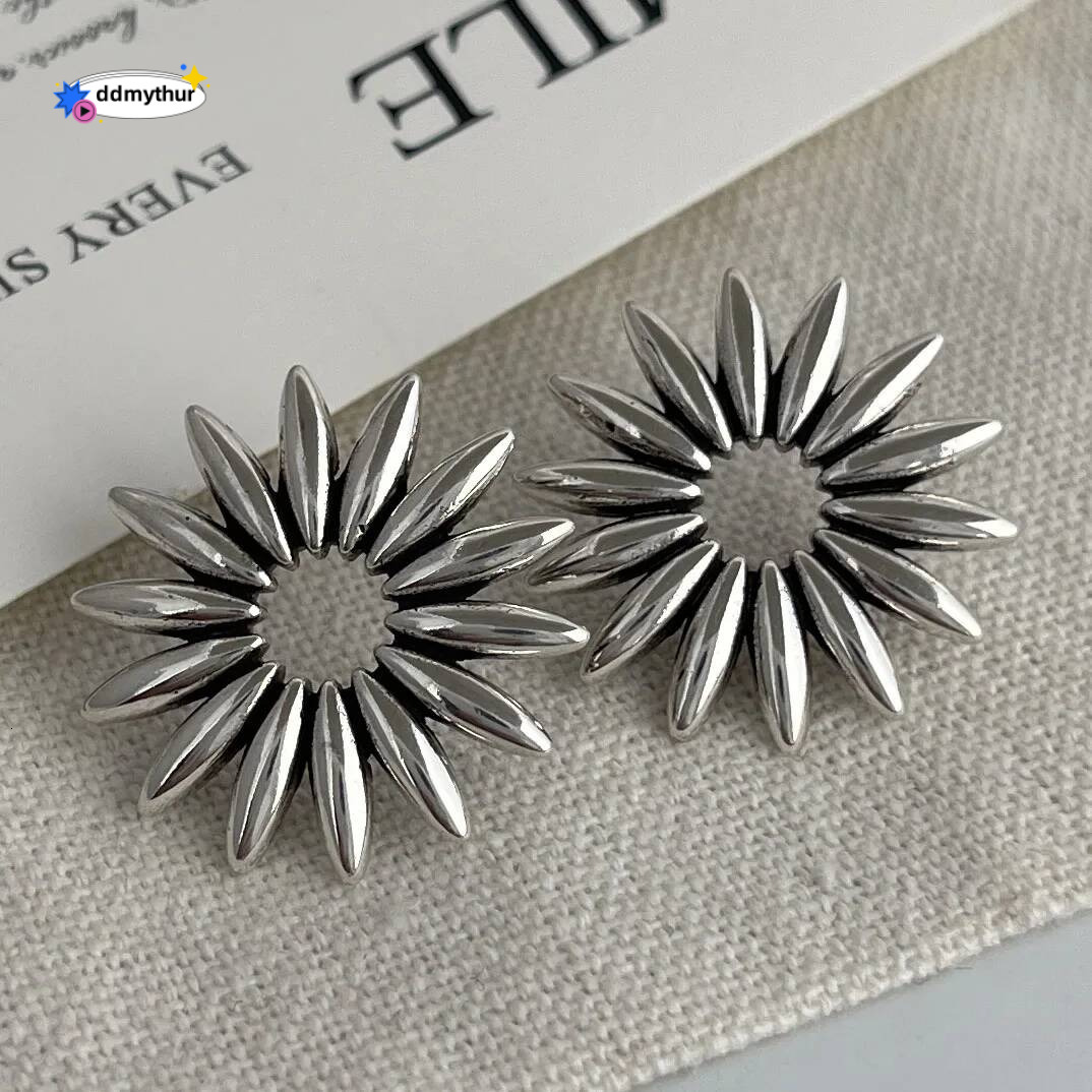 Sterling Sier Vintage Square Earrings For Women Retro Big Suower Earring Jewelry Prevent Allergy Party Accessories Gift ddmythur