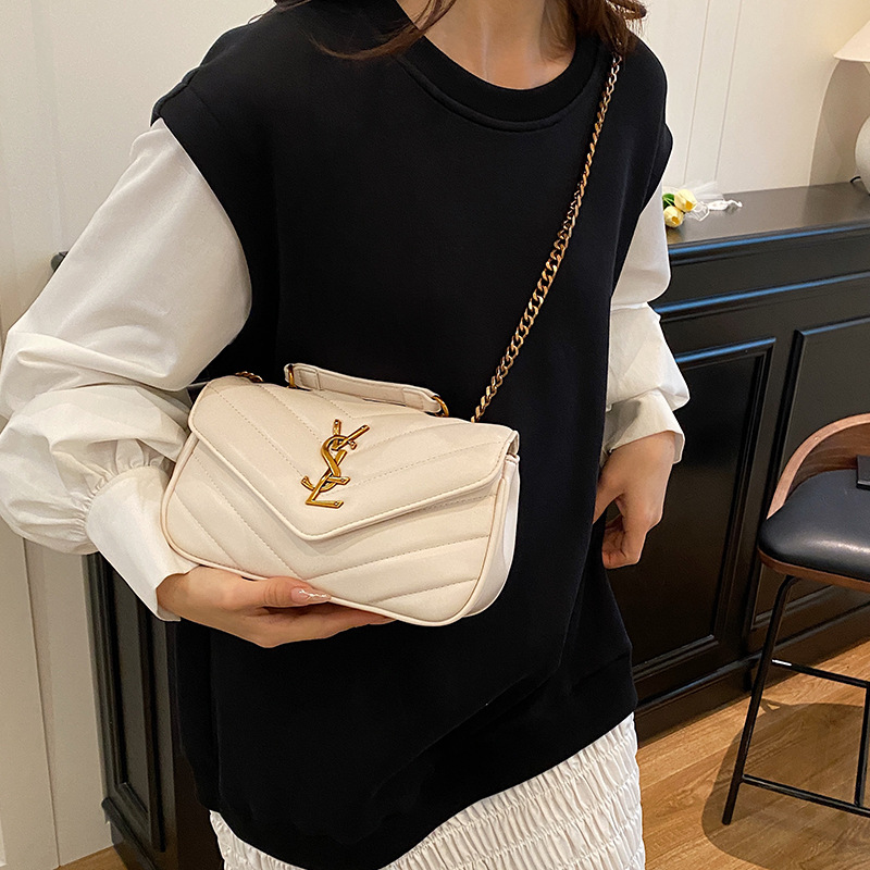 2025 Designer Luxury Chain Bag Women's Embroidered Grid Crossbody Shoulder Bag Fashion Versatile