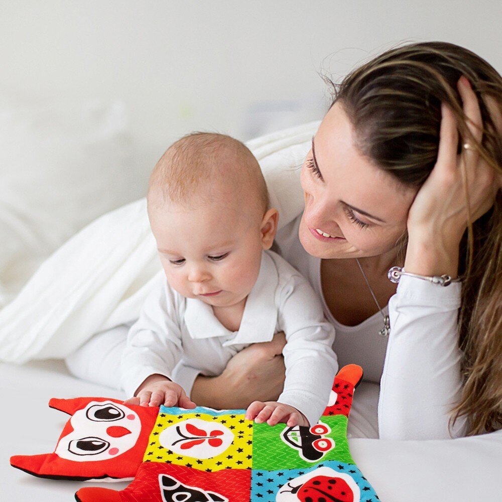 Tummy Time Baby Mirror Toys with Black and White Pattern, High Contrast Activity Play Crinkle Toys Baby Mirror for Newborn 0 3 6 Months
