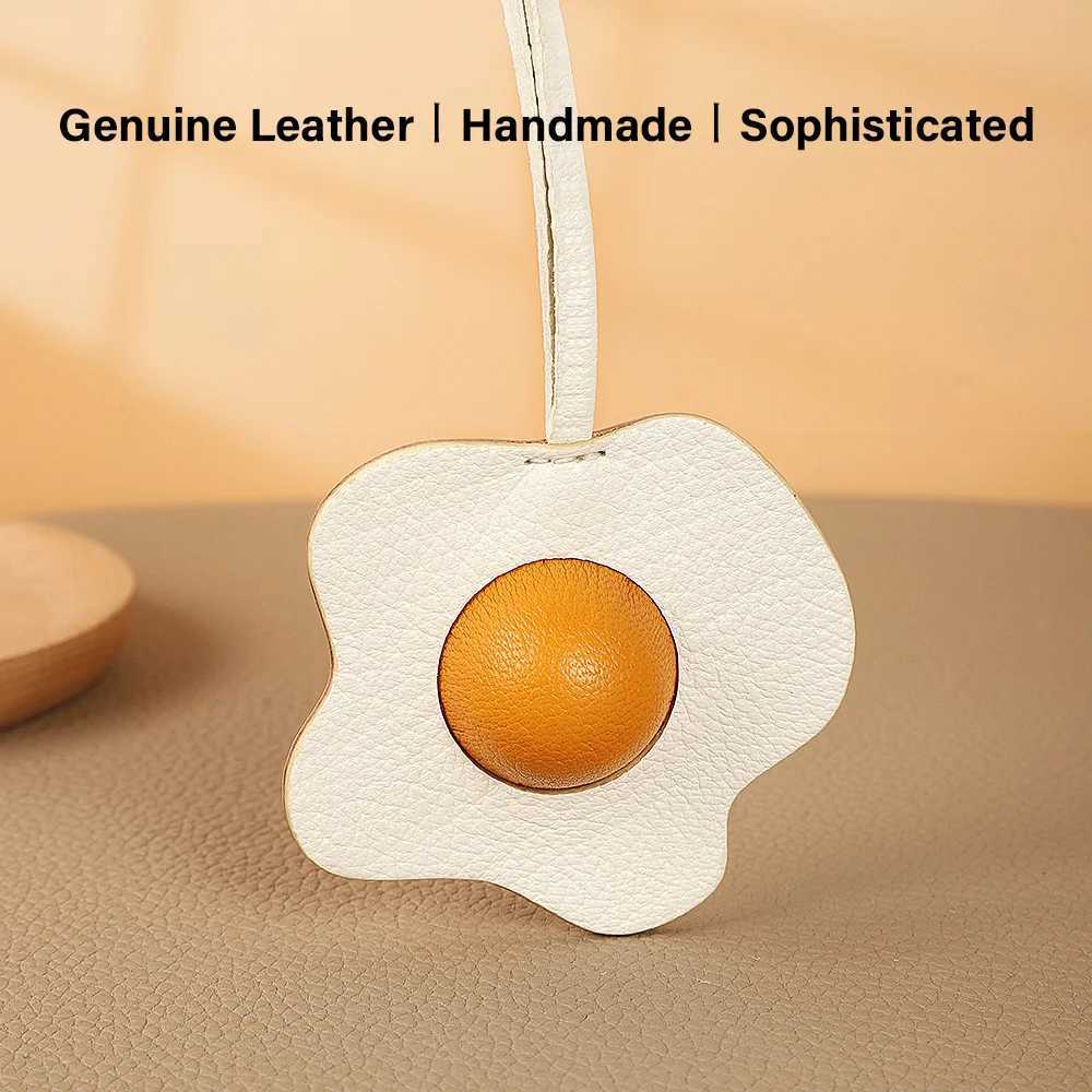 Handmade Genuine Leather Bag Charm Sun Egg Keychain Purse Charms Bag Pendant for Handbags Gift Bag Accessories Charms Z250509