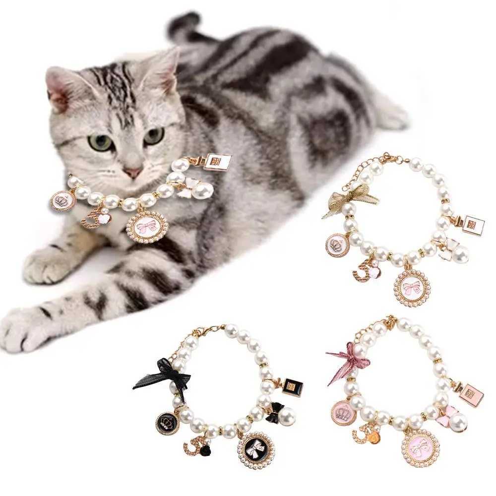 Pet Pearl Collar Dog Princess Bow Necklace Cat Jewelry Cute Collar Puppy Accessories Dog Chain Chihuahua Wedding Jewelry StuffXJ241219
