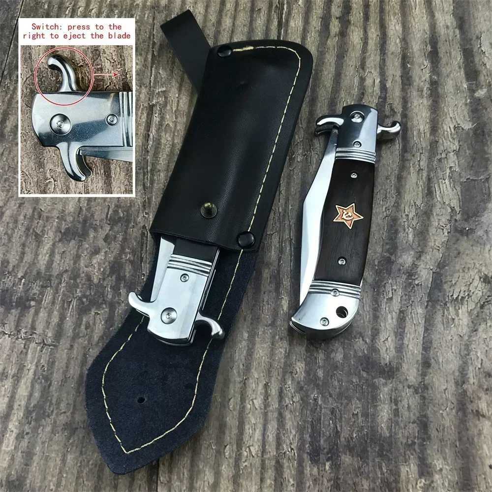 New Russian Finka NKVD KGB Assist Folding Knife Outdoor Survival Tool 440C Blade Wood Handle Tacitcal Hunting Knives MilitaryXJ250510
