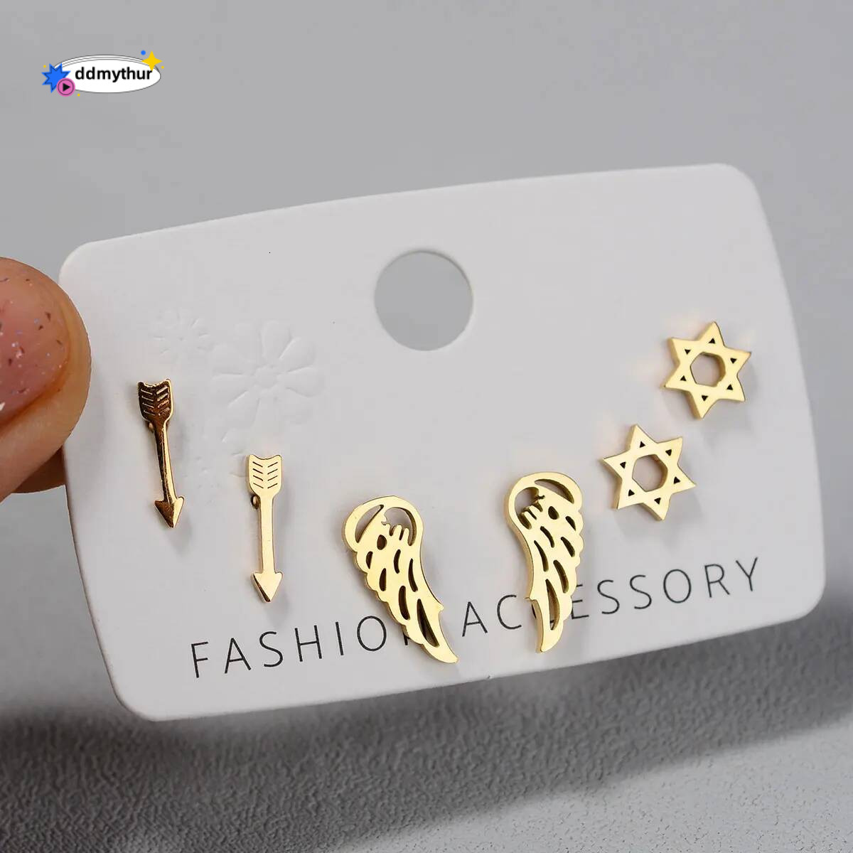 Stainless Steel Small Cute Butterfly Star Moon Heart Stud Earrings Set Punk Piercing Earing Women's Minimalist Jewelry ddmythur