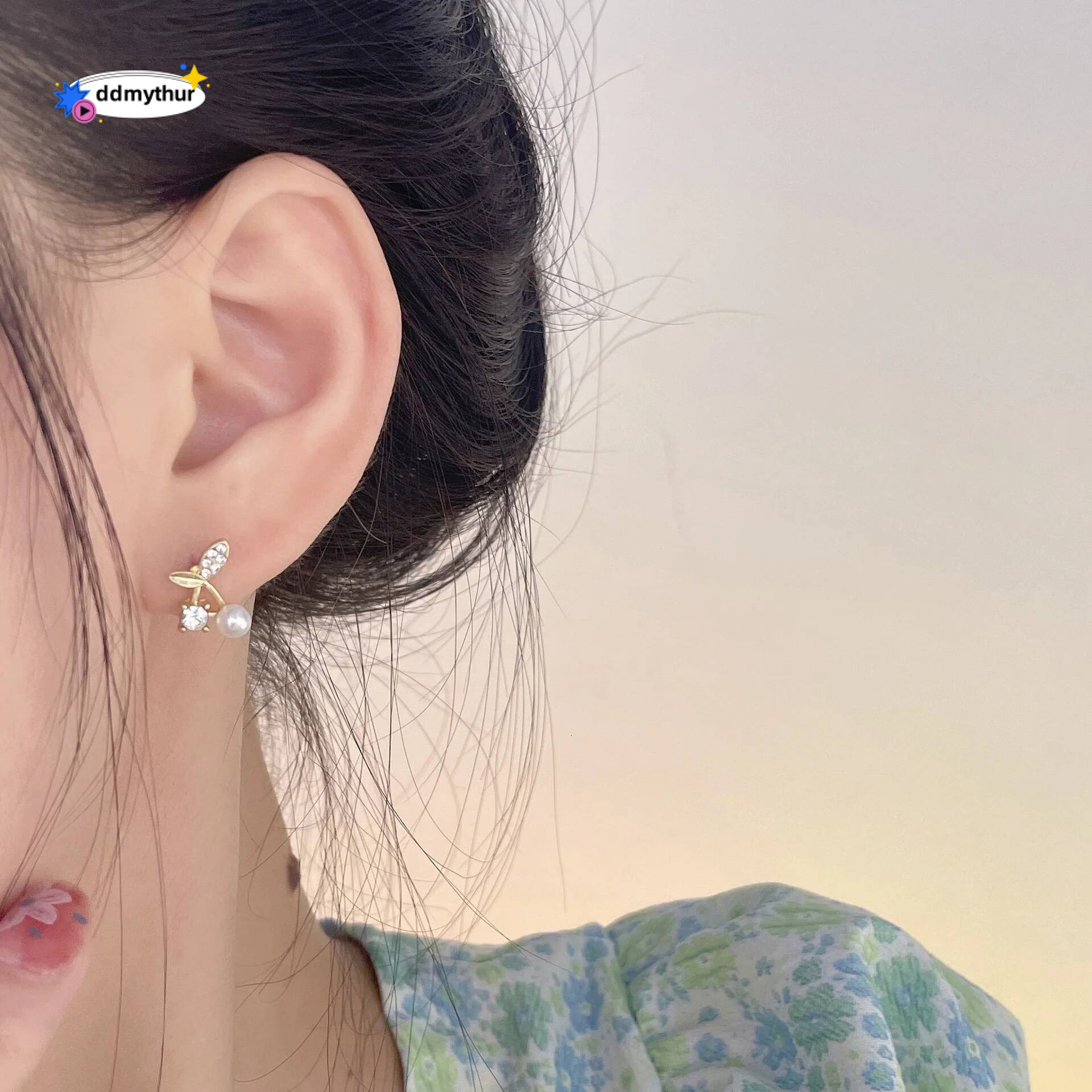 Cherry No Hole Ear Clips Inlaid Rhinestone Clip Earring Without Piercing Minimalist Earrings Jewelry CEQ269 ddmythur