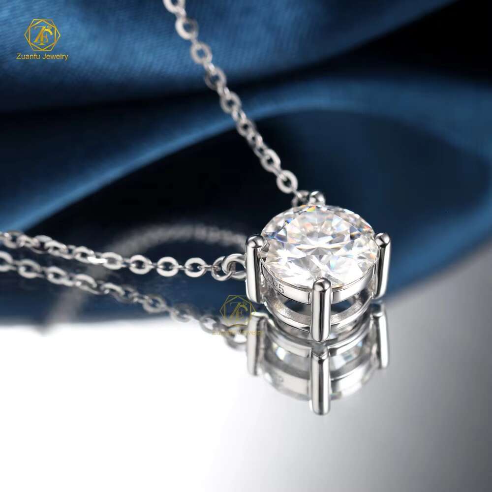 Simple Classic Real Diamond Jewelry 2carat D VS1 Round Shape Lab Grown Diamond 14k 18k Gold Solitaire Necklace