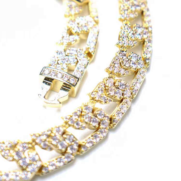 Luxury Hip Hop Bling Men Women Jewelry 15mm Brass Zircon Diamond Iced Out Cuban Link Chain Necklace Bulk Order