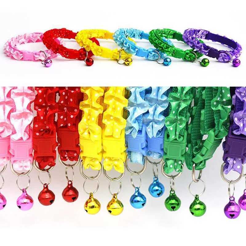 Cute Lace Sweet Pet Collar Necklace Dog Cat Collar With Bell Pendant Adjustable Small Medium Dogs Puppy Supplies Safety BuckleXJ241219