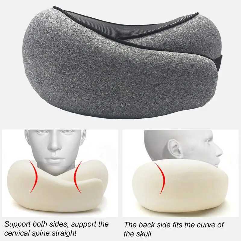 Memory foam neck pillow Cervical Vertebra travel portable noon plane U-shaped pillow sleep camping pillow handbag M250510