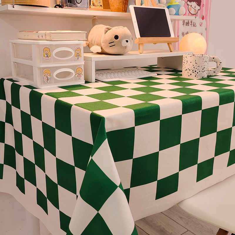 B419 Nordic style tablecloth net red plaid tablecloth student dormitory desk cloth atmosphere tablecloth coffee table decoration cloth ins