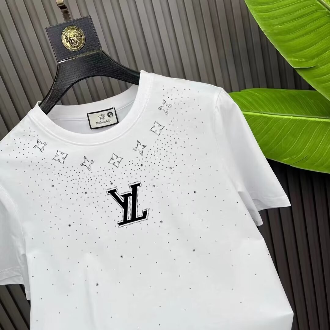 2025 New Cotton Men's T-shirt All Star Diamond Stamping Letter Short Top Designer Fashion Internet Celebrity Summer Loose Top Half Sleeve T-shirt