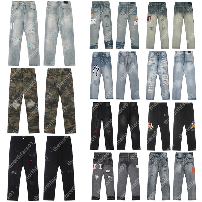 Designer Mens Jeans Basic Piercing Tight Stretch Jeans Pants Mens Trendy Street Straight Leg Pants Fashion Brand Jeans