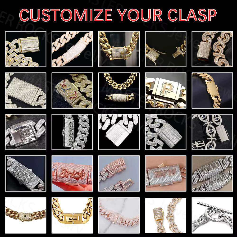 Fine Jewelry Men Moissanite Bracelet Hip Hop 925 Silver VVS Iced Out 2 Tone GRA Moissanite Cuban Link Chain