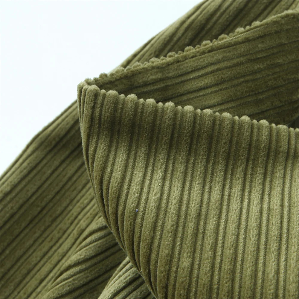 Fashion olive green light core velvet tie button jacket and mini ski set suitable for women wearing TRAF 2025 fashion clothing 250430Z