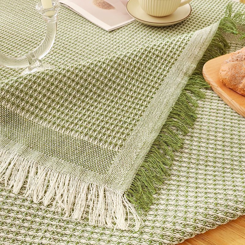 DH010 tablecloth French interweaving waffle ins style Japanese thick cotton and linen style fabric round table desk high-end light luxury