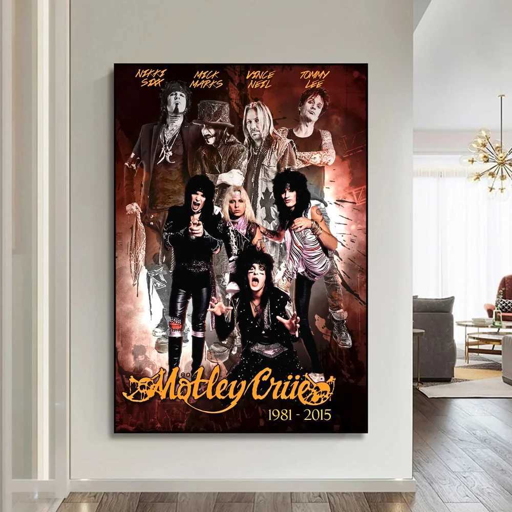ular Band Motley-C-crues Vintage Posters Sticky Whitepaper Prints Posters Artwork Posters Wall Stickers Y250510