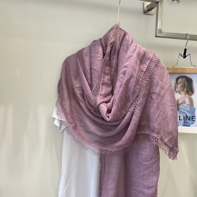 T670 Japanese cotton and linen scarf for travel sun protection with women's spring and autumn thin winter all-match solid color scarf