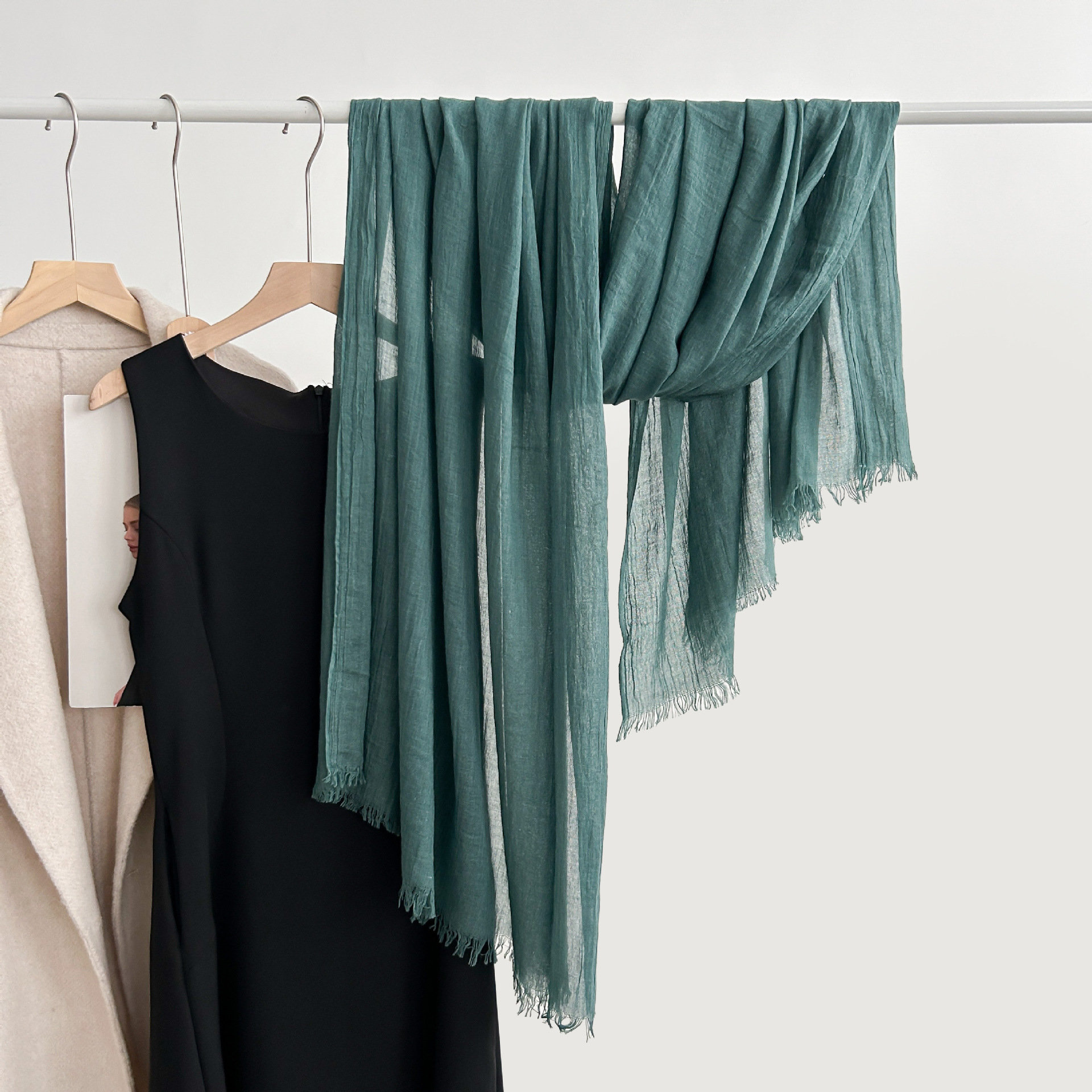 K680 Cotton and linen scarf high-end spring and summer all-match pure color Japanese and Korean atmosphere gauze scarf sunscreen shawl simple neck sca