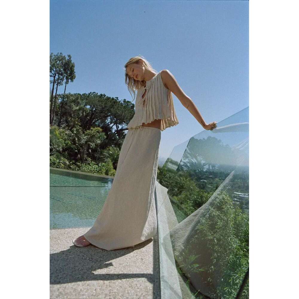 2025 Summer Cotton Linen Women Long Dress Suit White Sleeveless Top Elegant Skirt Set Female New Holiday Beach Clothes Vestidos Designer